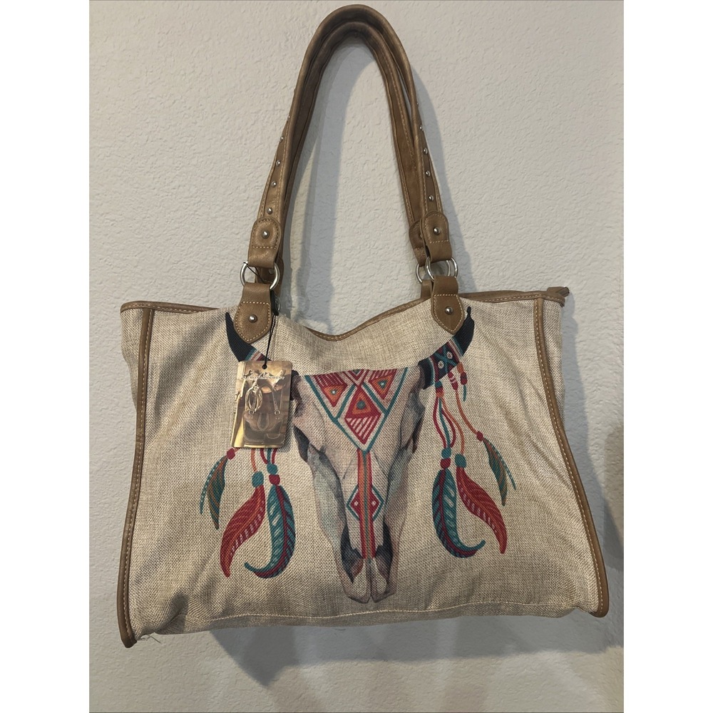 Montana West Cactus Sugar Skull Rodeo Cowboy Boot Shopping Bag Tote Purse